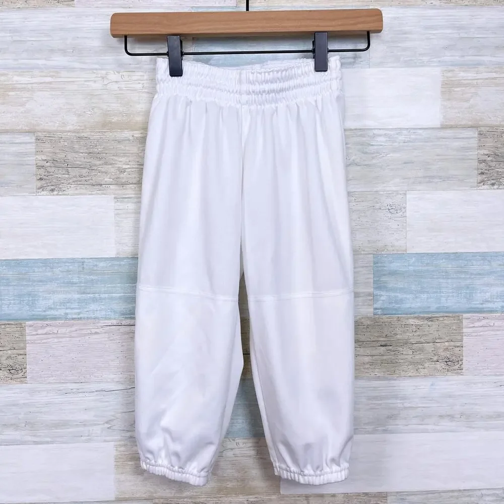 Adidas Climalite Baseball Pants White Elastic Waist Youth Unisex Boys XS